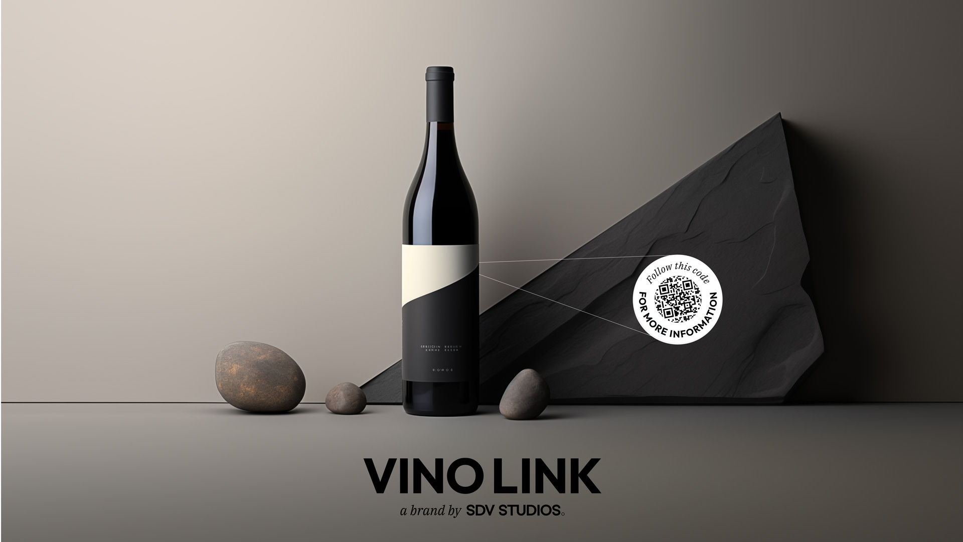 SDV STUDIOS - Weinflasche mit minimalistischem Etikett und VinoLink QR-Code